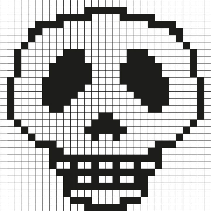 Pixel Art Tête De Mort Par Tête À Modeler concernant Coloriage Pixel Gratuit