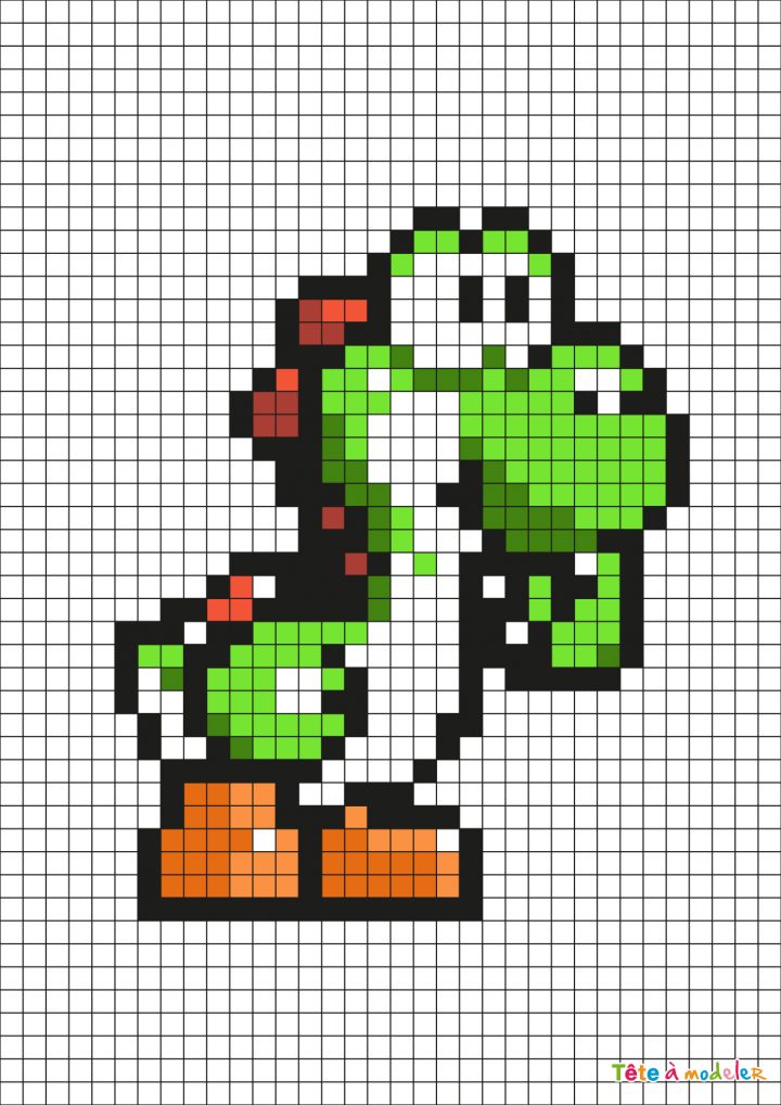 Pixel Art Yoshi Dinosaure Par Tête À Modeler intérieur Jeu De Coloriage Pixel