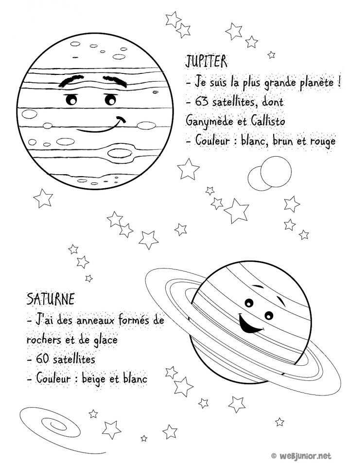 Planètes : Jupiter Et Saturne : Coloriage Sciences Gratuit à Dessin Du Système Solaire