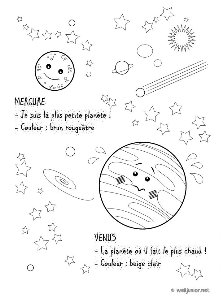 Planètes : Mercure Et Vénus : Coloriage Sciences Gratuit Sur dedans Dessin Du Système Solaire