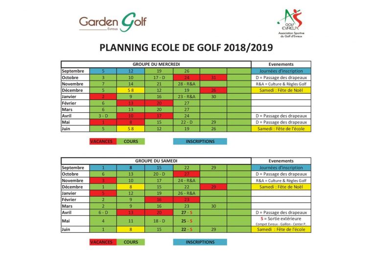 Planning Annuel Edg 2018-2019 – Golf Evreux tout Planning Annuel 2018