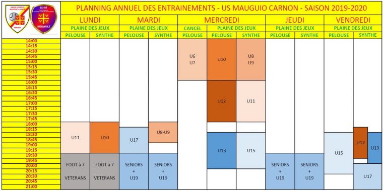 Planning Annuel Entraînements 2019-2020 – Club Football Us dedans Planning Annuel 2018