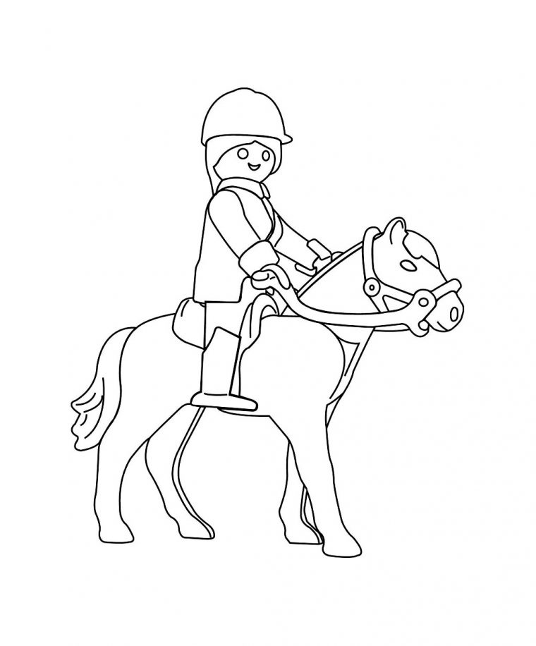 Playmobil Sur Un Cheval – Coloriage Playmobil – Coloriages à Dessin De Cheval A Colorier