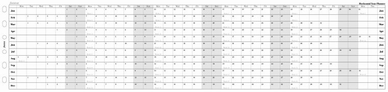 Pocket – Planning Horizontal – Anglais avec Planning Annuel 2018