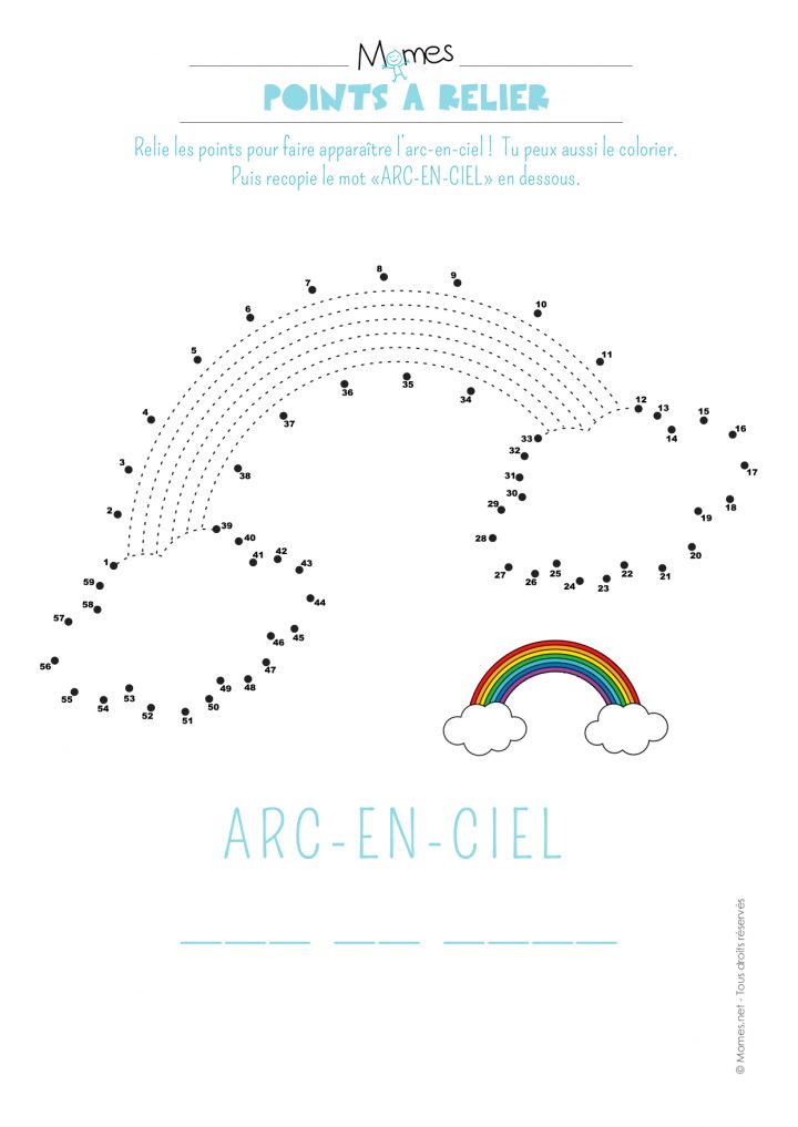 Points À Relier De L'arc-En-Ciel – Momes dedans Arc En Ciel A Colorier