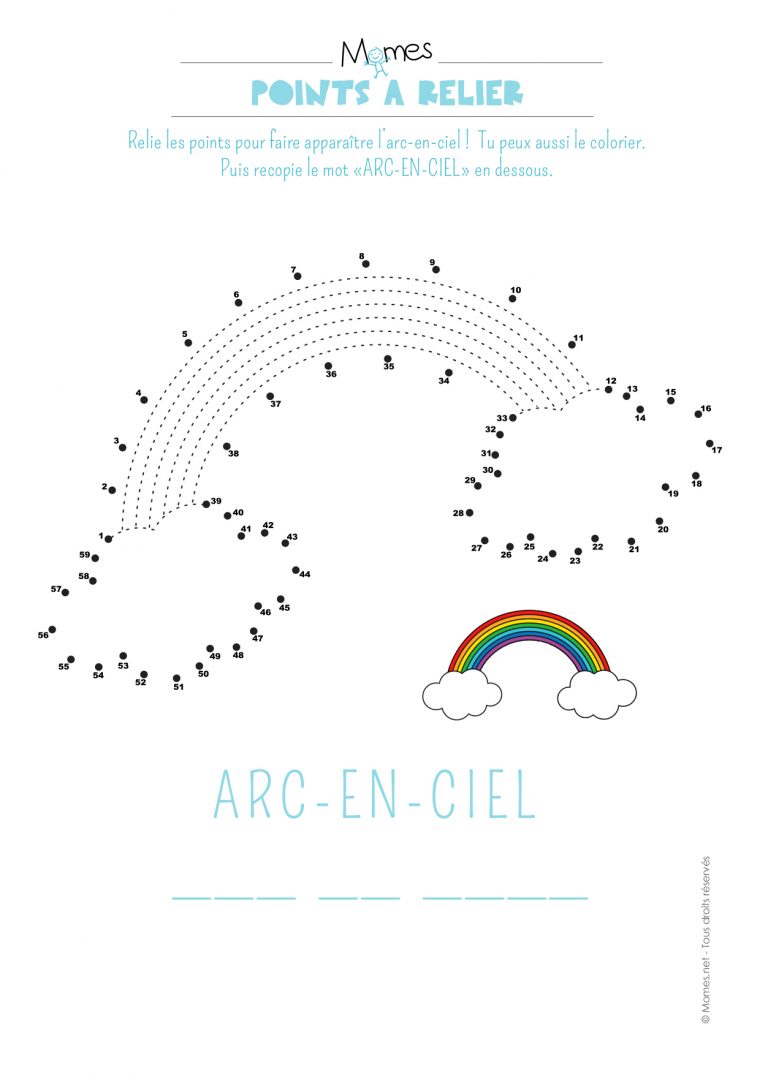 Points À Relier De L'arc-En-Ciel – Momes serapportantà Relier Les Points De 1 À 30