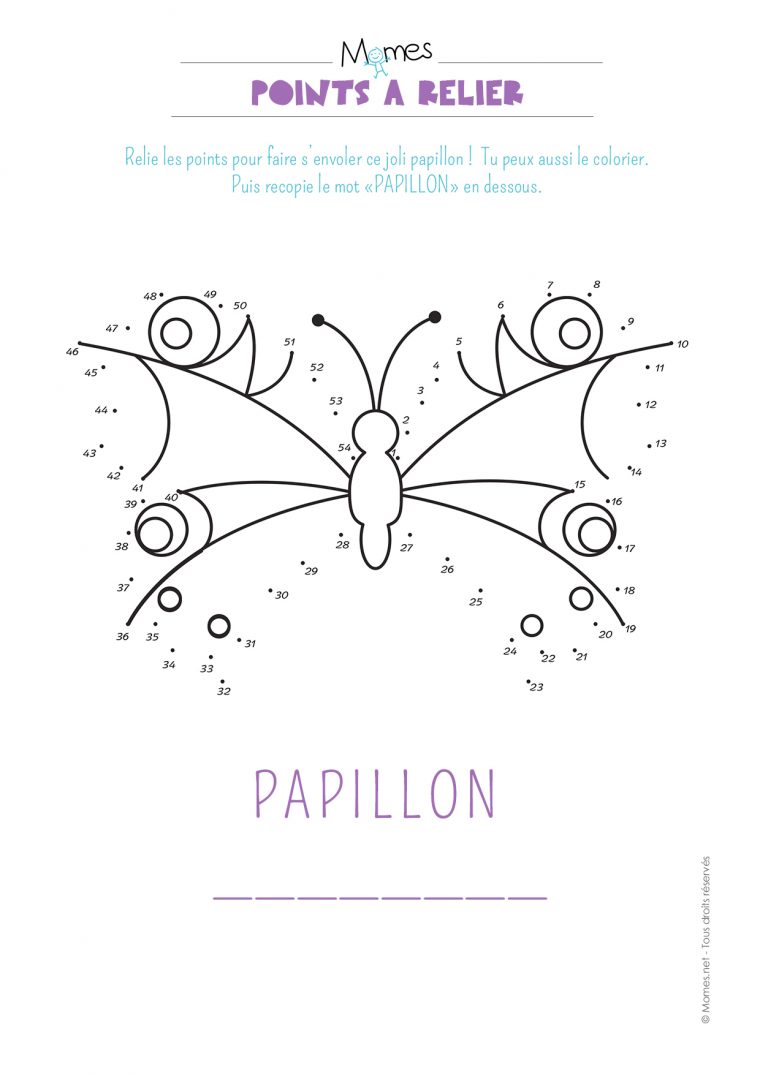 Points À Relier : Le Papillon – Momes avec Jeux Point À Relier