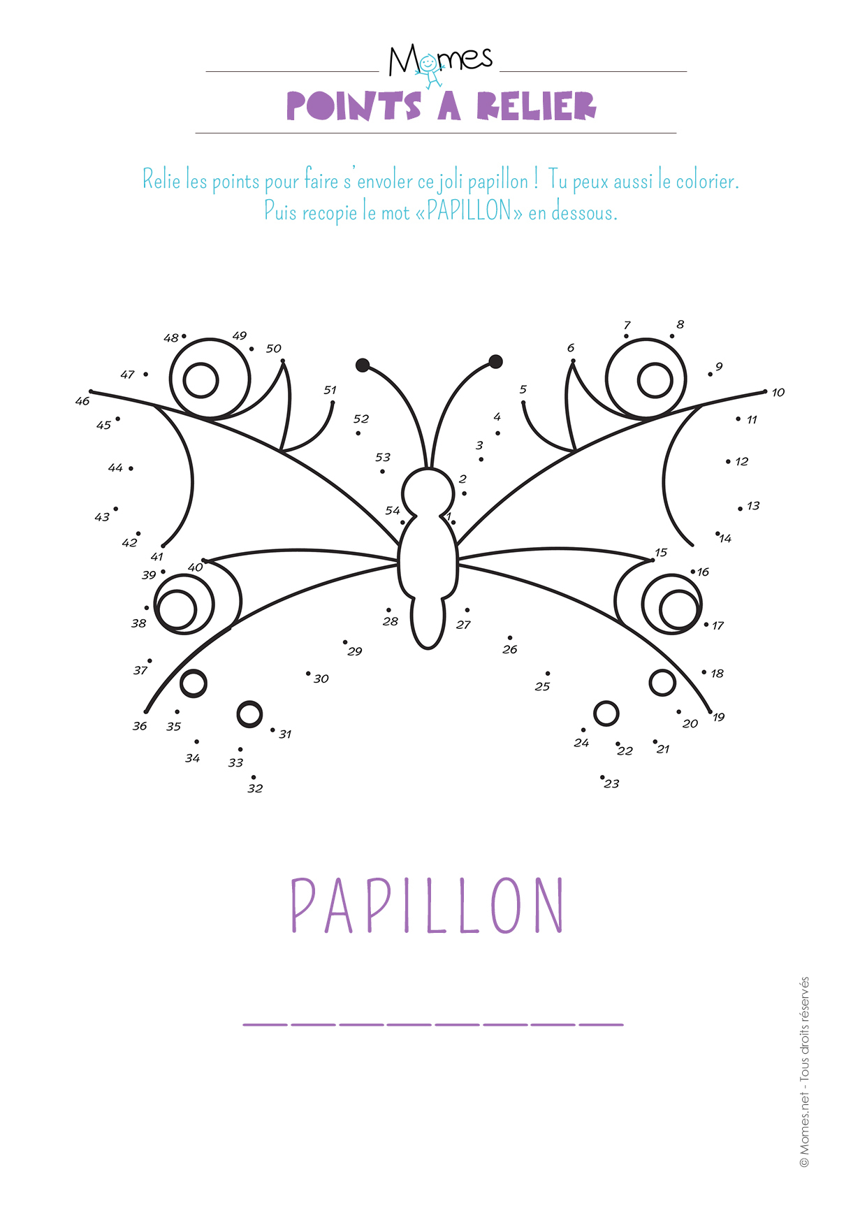 Points À Relier : Le Papillon - Momes encequiconcerne Jeux À Imprimer 3 Ans