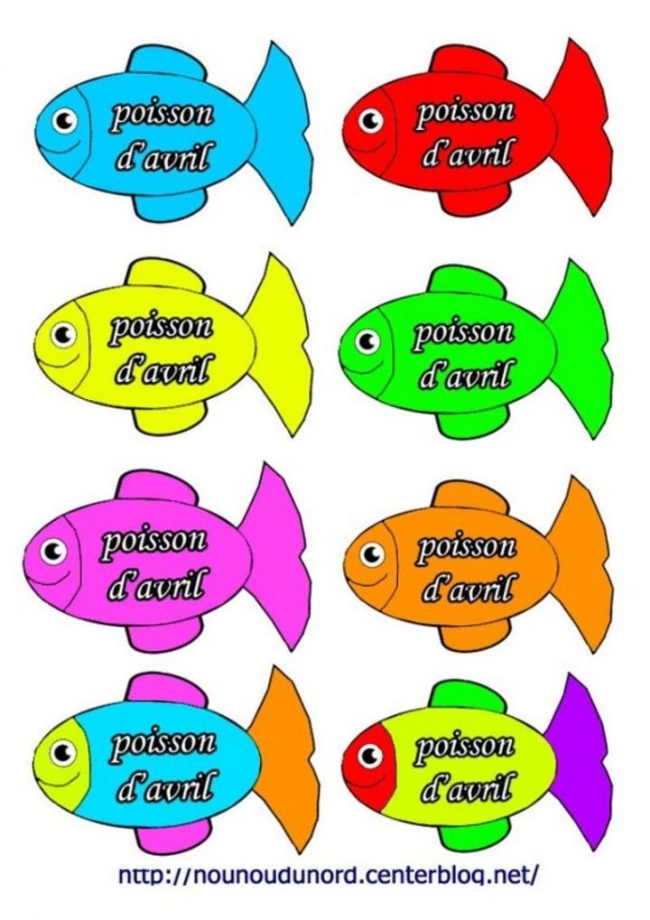 Poissons D'avril Coloriage, En Couleur Et Texte destiné Dessin De Poisson D Avril A Imprimer