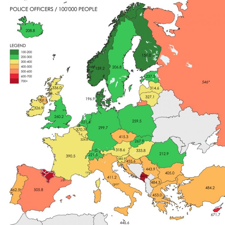 Police – 15 Juin 2013 – Carte De La Répartition Géographique intérieur Carte Géographique Europe