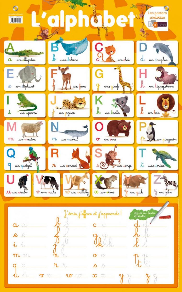 Poster-Ardoise – L'alphabet * Cahier D'activités/d'exercices tout Exercice Pour Apprendre L Alphabet En Maternelle