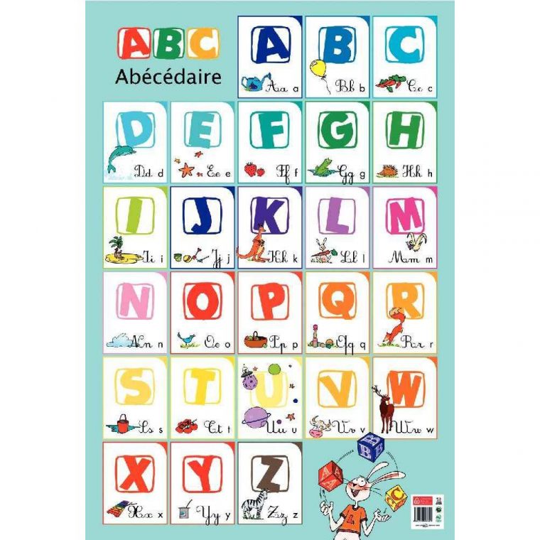 Poster Pédagogique En Pvc – 76X52 Cm – L'alphabet – Bouchut avec Jeux Pour Apprendre L Alphabet