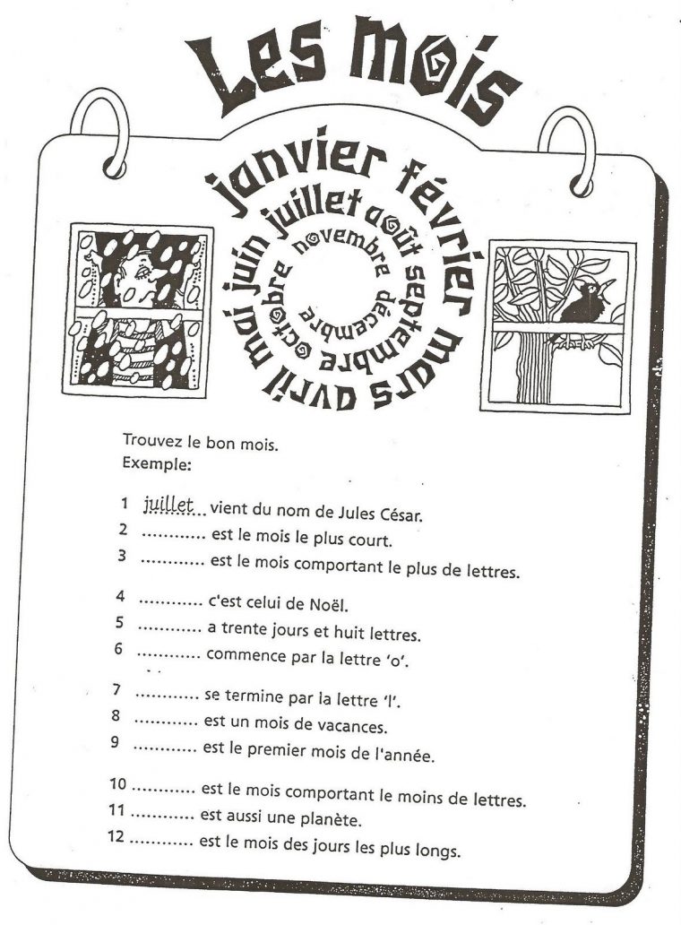 Pour Servir D'inspiration: Activité À Propos Des Mois De L intérieur Jeux Pour Apprendre Les Mois De L Année