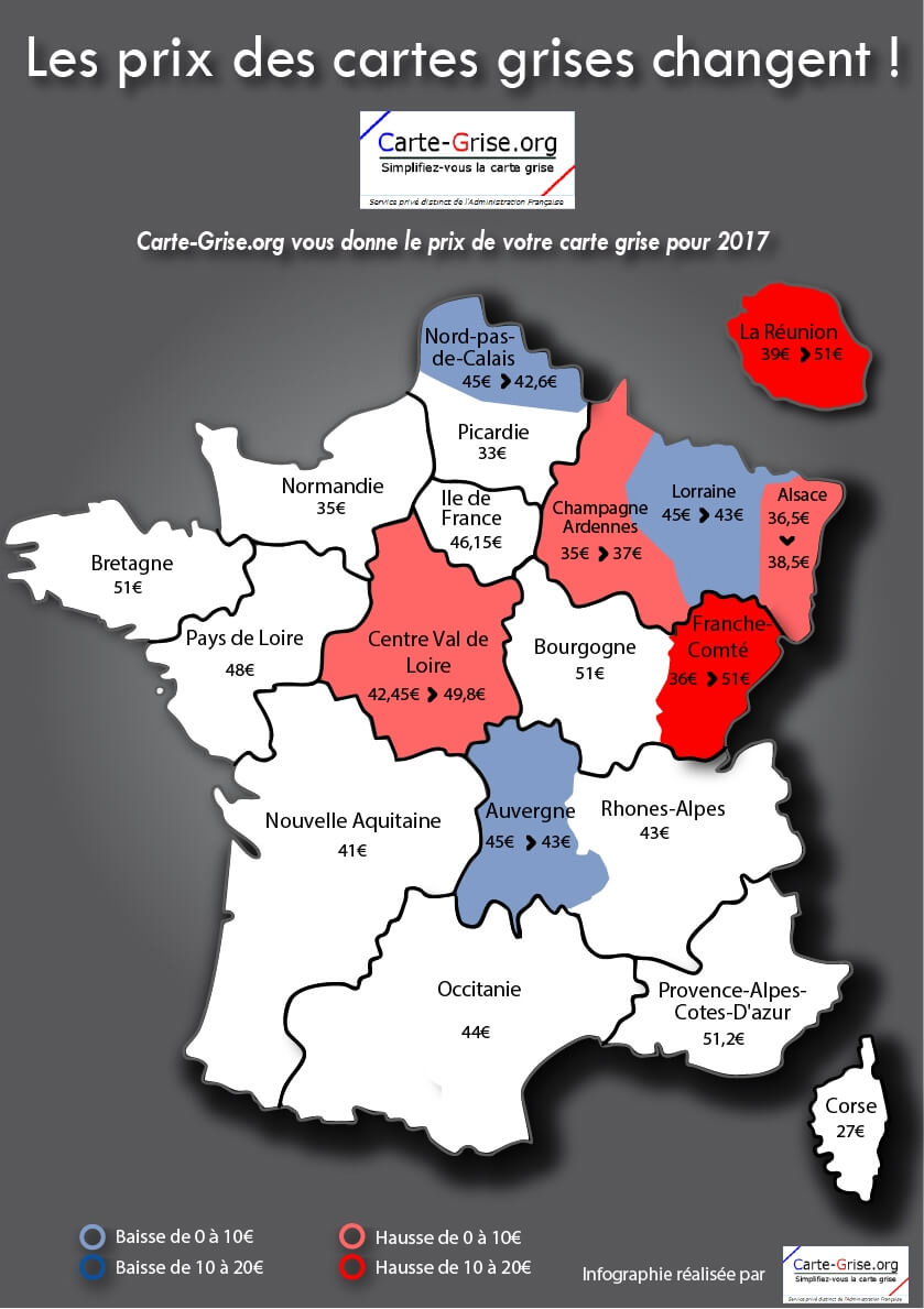 Prix De La Carte Grise En 2017 Par Région serapportantà Carte Région France 2017