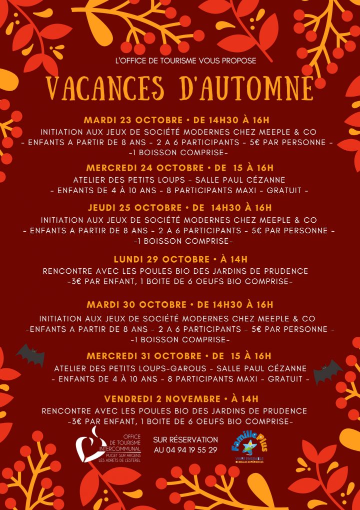 Programme Des Vacances D'automne – Puget Sur Argens Tourisme concernant Jeux Enfant 5 Ans Gratuit