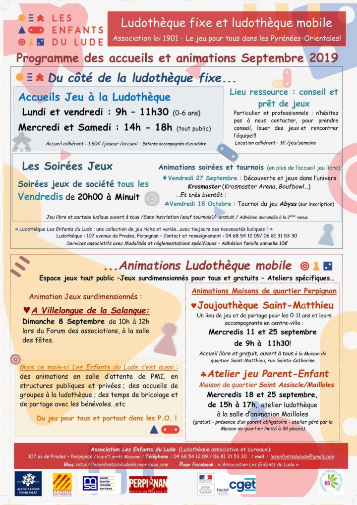 Programme Ludique De Septembre Avec Les Enfants Du Lude intérieur Jeux Ludique Pour Enfant