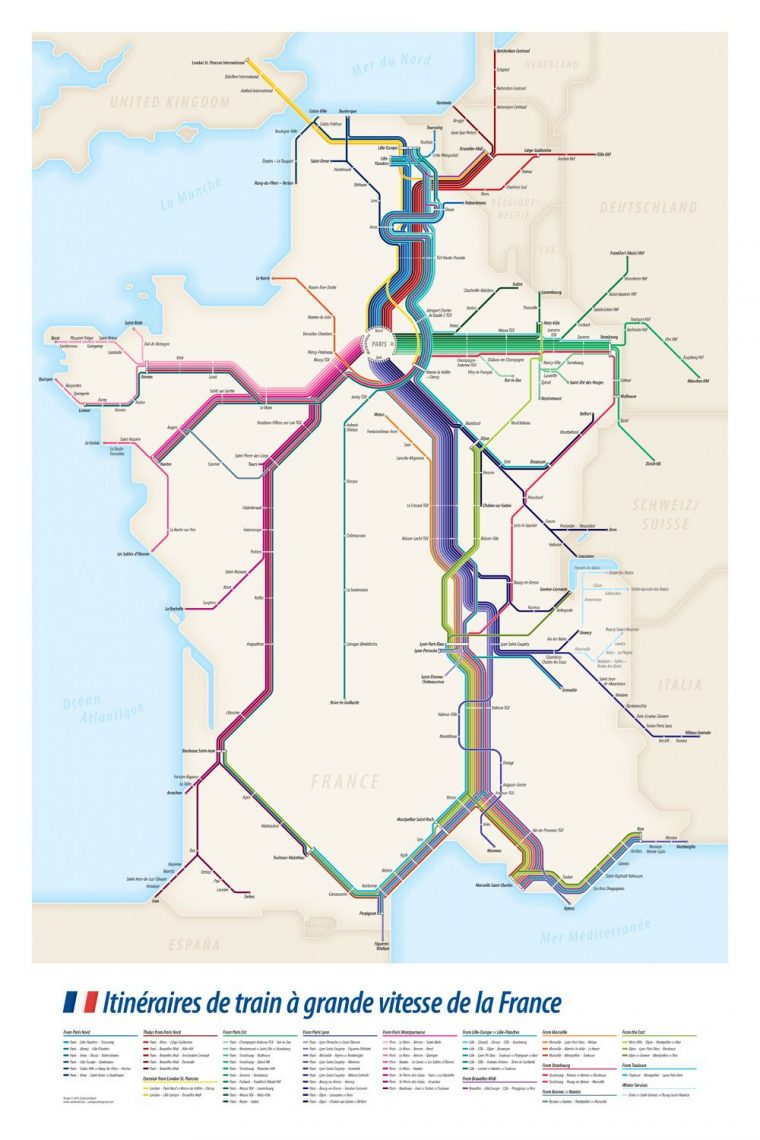 Project: High Speed Train Routes Of France Transit Diagram avec Decoupage Region France