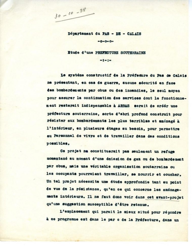 Projet De Préfecture Souterraine – Les Archives En Guerre (L à Département Et Préfecture