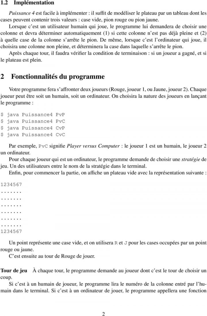 Projet De Programmation Java Puissance 4 – Pdf dedans Puissance 4 A Deux