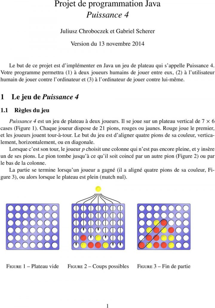 Projet De Programmation Java Puissance 4 – Pdf dedans Puissance 4 A Deux