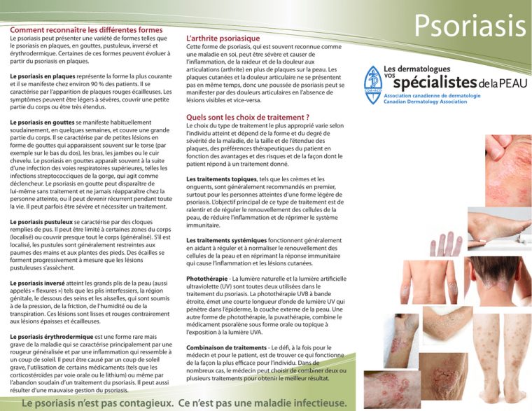 Psoriasis – Canadian Dermatology Association à Association De Formes