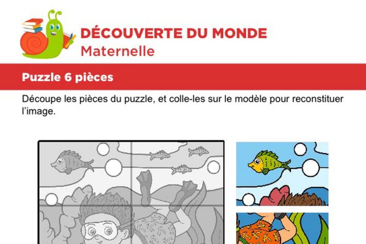 Puzzle 6 Pièces, Le Plongeur serapportantà Puzzle En Ligne Maternelle