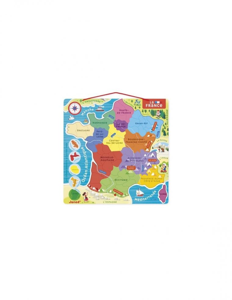 Puzzle Carte De France Magnétique – Jeu Éducatif – Janod serapportantà Puzzle Des Départements Français