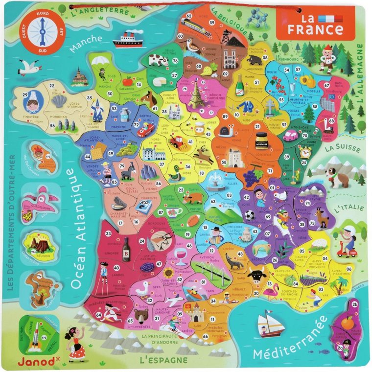 Puzzle Carte De France Magnétique – Jeux dedans Puzzle Des Départements Français