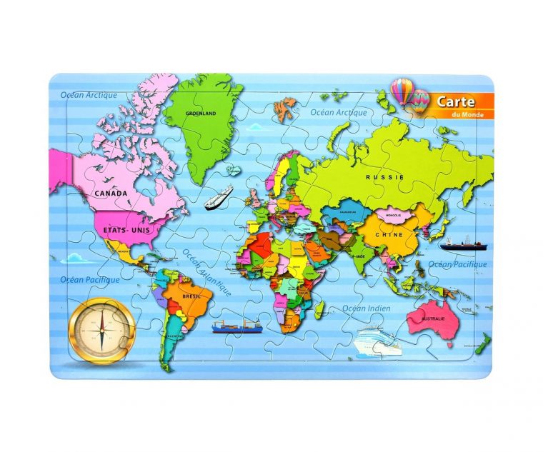 Puzzle Carte Du Monde Avec Pays Jouet Enfant Ludique dedans Carte Du Monde Pour Enfant