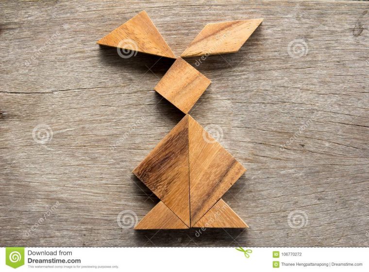 Puzzle Chinois De Tangram Dans La Forme De Lapin Sur L pour Tangram Lapin