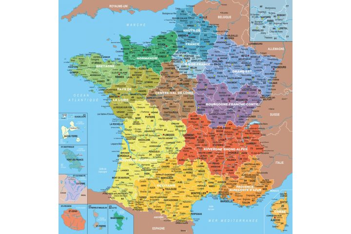 Puzzle En Bois Carte De France Des Départements – Puzzle 100 avec Départements Et Régions De France