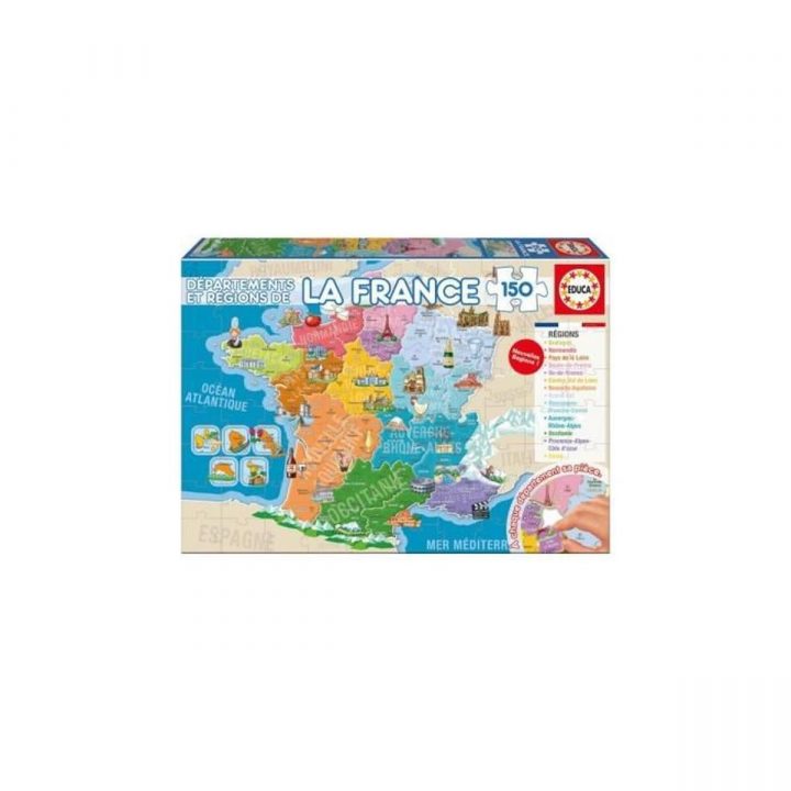 Puzzle Enfant – Carte De France : Les Departements Et Regions – 150 Pieces  – Jeu Educatifs avec Jeu Carte De France