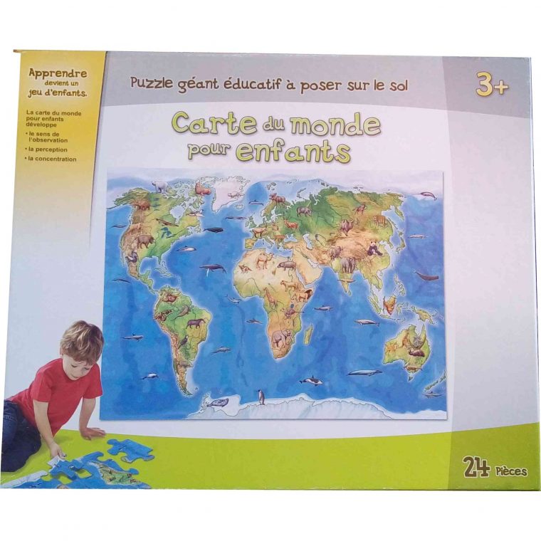 Puzzle Géant 24 Pcs – Carte Du Monde Pour Enfants tout Carte Du Monde Pour Enfant