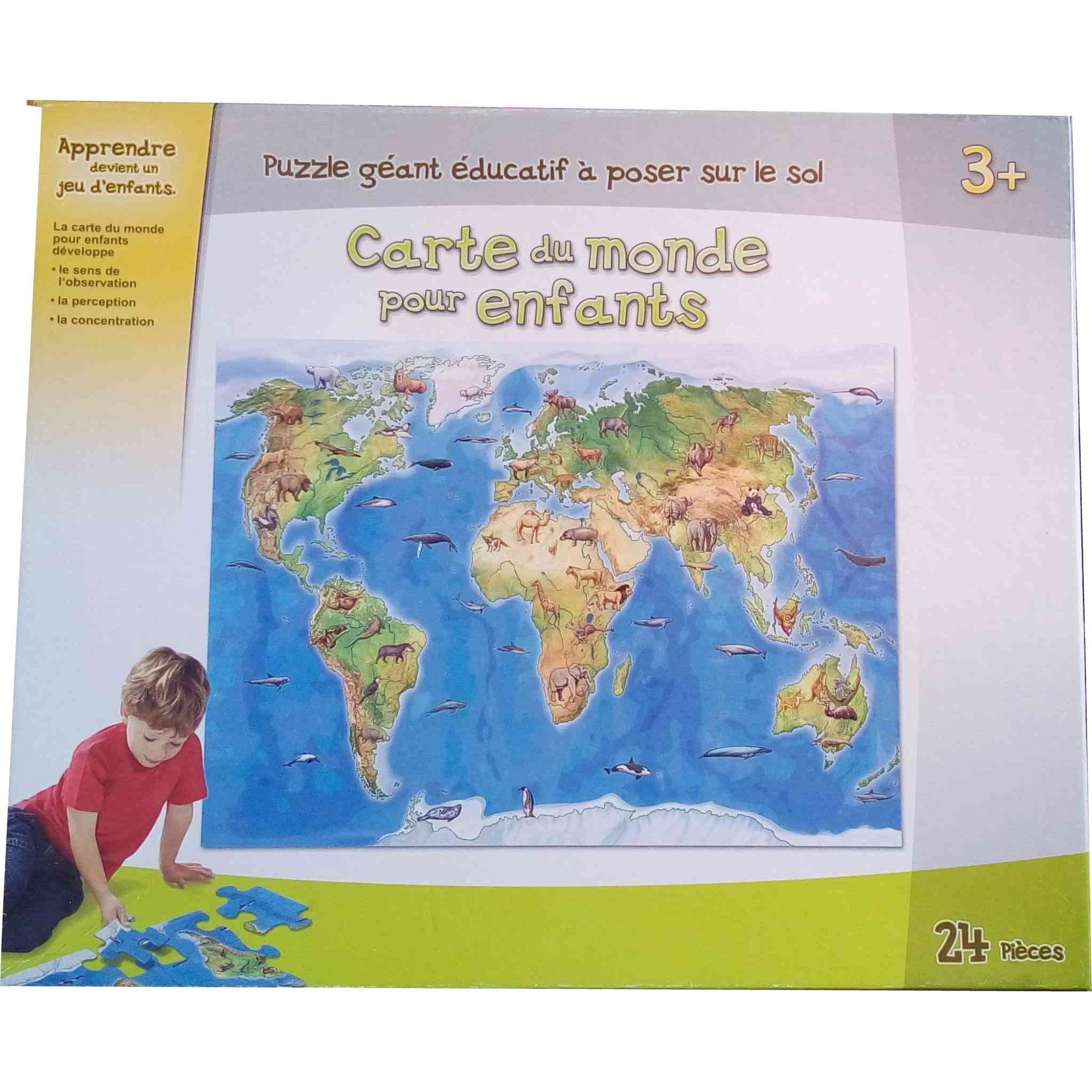 Puzzle Géant 24 Pcs - Carte Du Monde Pour Enfants tout Carte Du Monde Pour Enfant 
