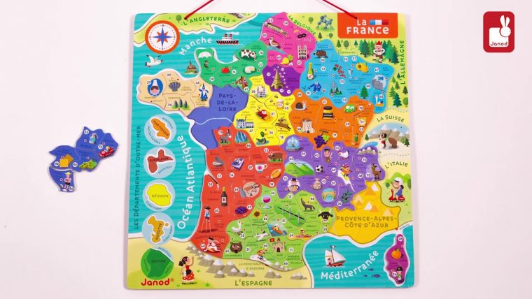 Puzzle Magnétique De La France – Jeu Éducatif – Janod – Lapouleapois.fr intérieur Puzzle Des Départements Français