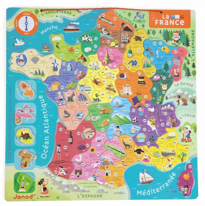 Puzzle Magnétique De La France – Jouet Éducatif Janod à Apprendre Les Départements En S Amusant