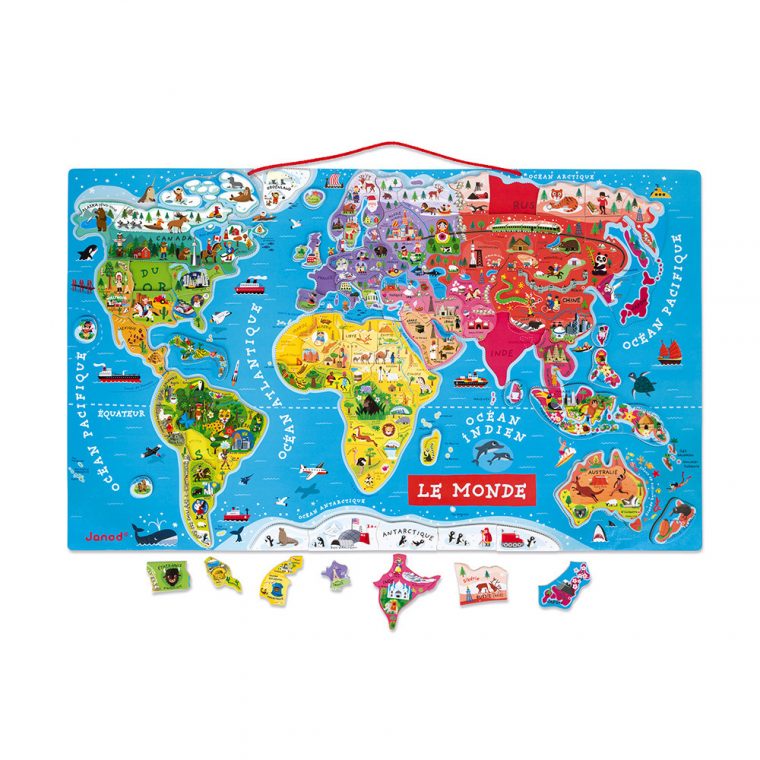 Puzzle Monde Magnétique 92 Pcs (Bois) concernant Carte Du Monde Avec Capitale