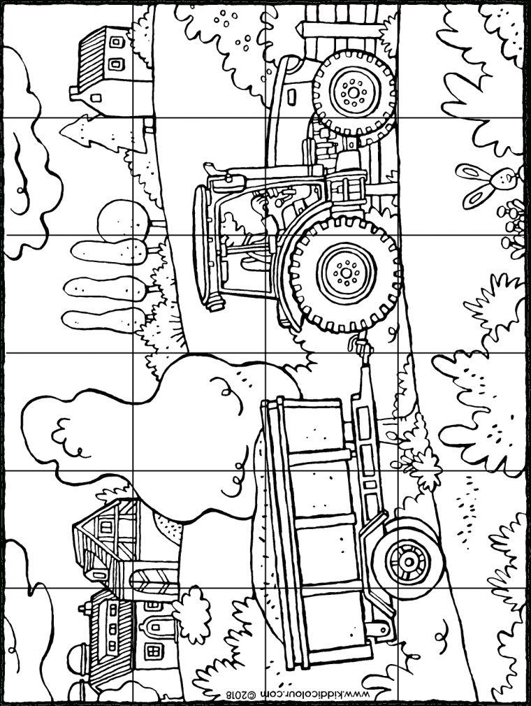 Puzzle Tracteur Avec Charette – Kiddicoloriage intérieur Dessin De Tracteur À Colorier