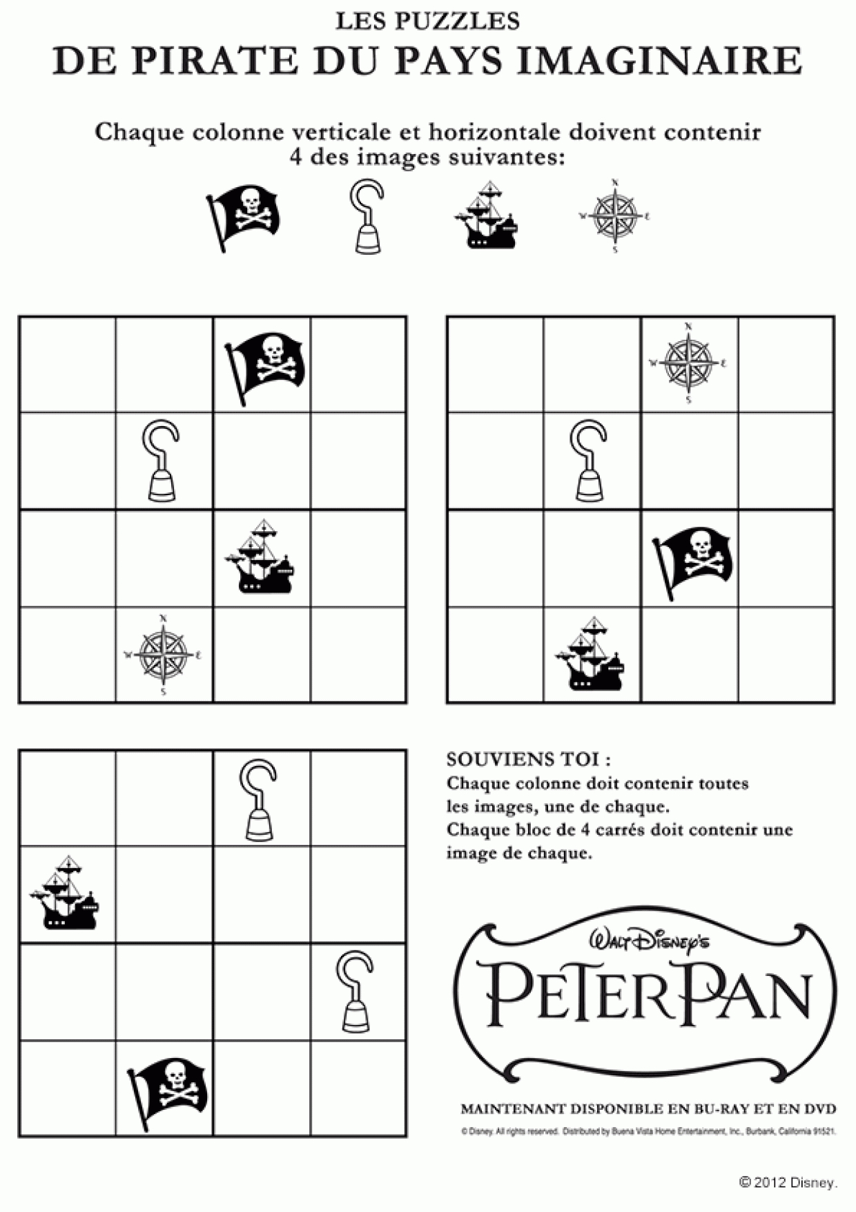 Puzzles Peter Pan Pirates avec Puzzle Gratuit Facile