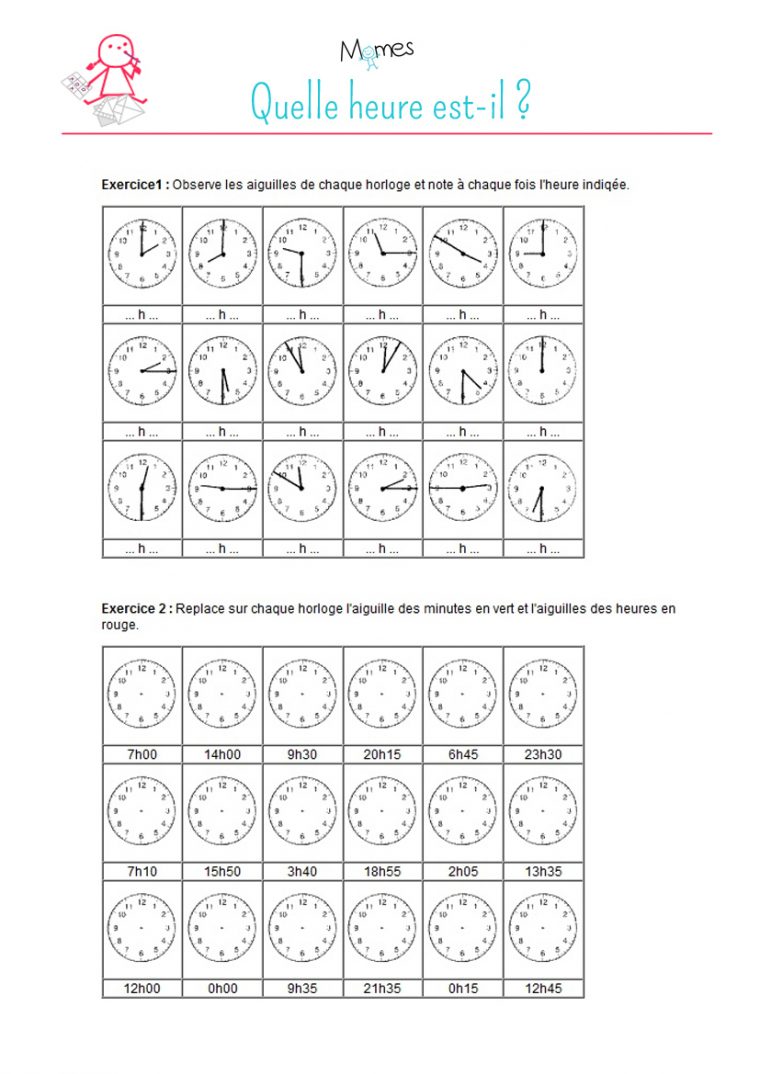 Quelle Heure Est-Il ? – Momes à Jeux À Imprimer 8 Ans