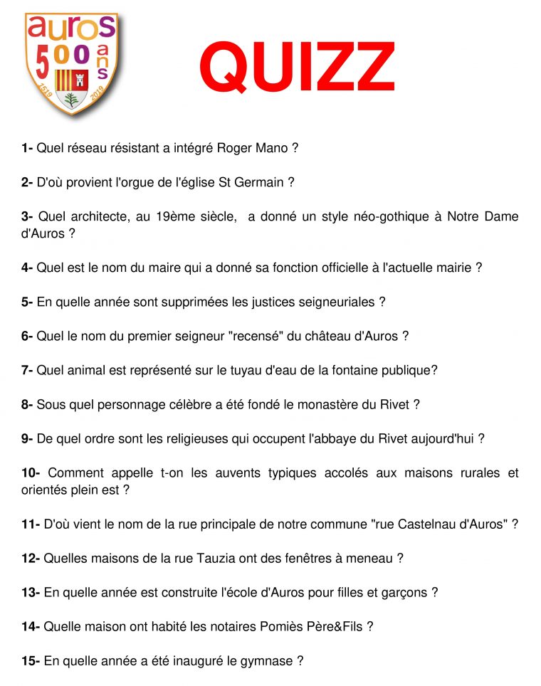 Questions Quizz | Mairie D'auros avec Quizz Pour Maternelle