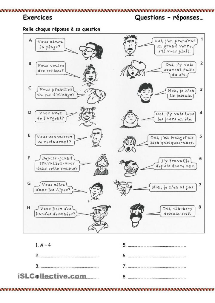 Questions-Réponses | French Worksheets, This Or That Questions avec Jeu De Question Réponse