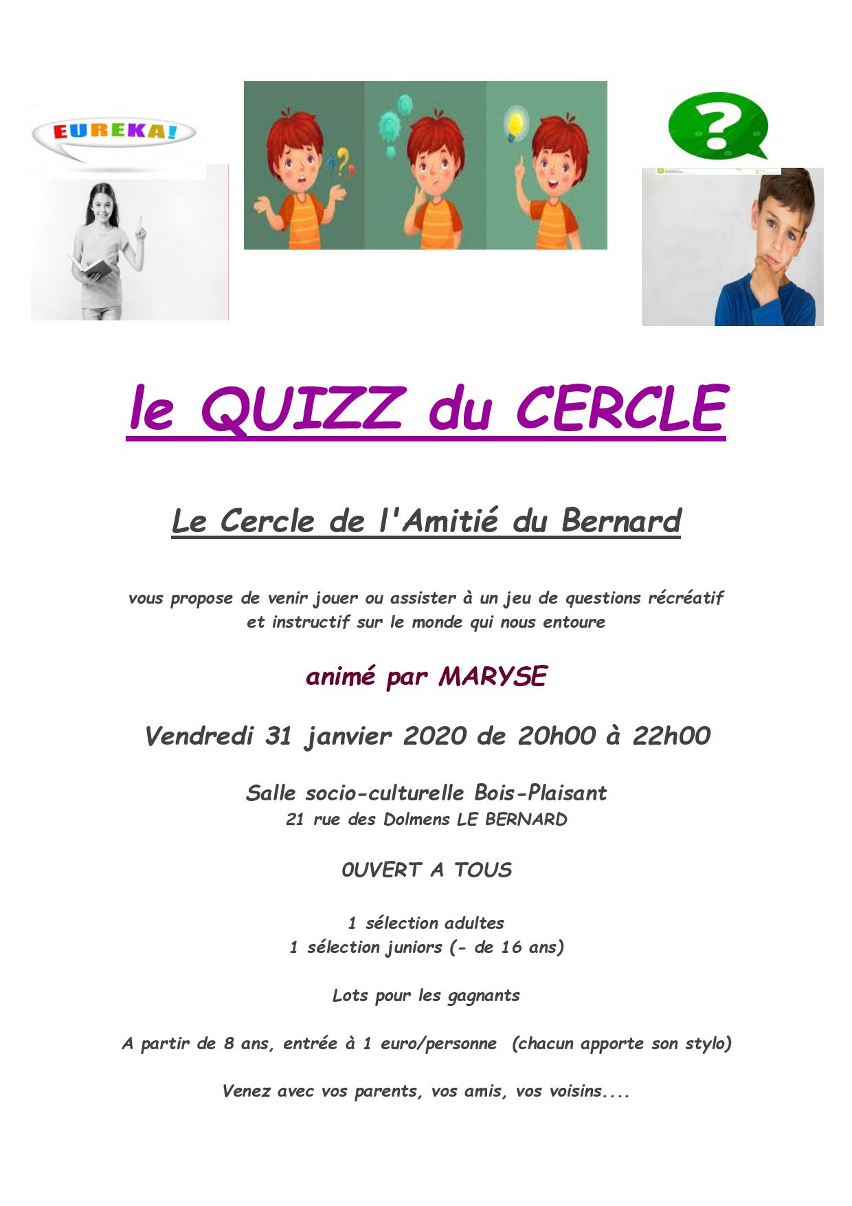 Quizz Du Cercle De L&amp;#039;amitié – Ouvert À Tous ! | Site De La serapportantà Quizz Pour Maternelle 