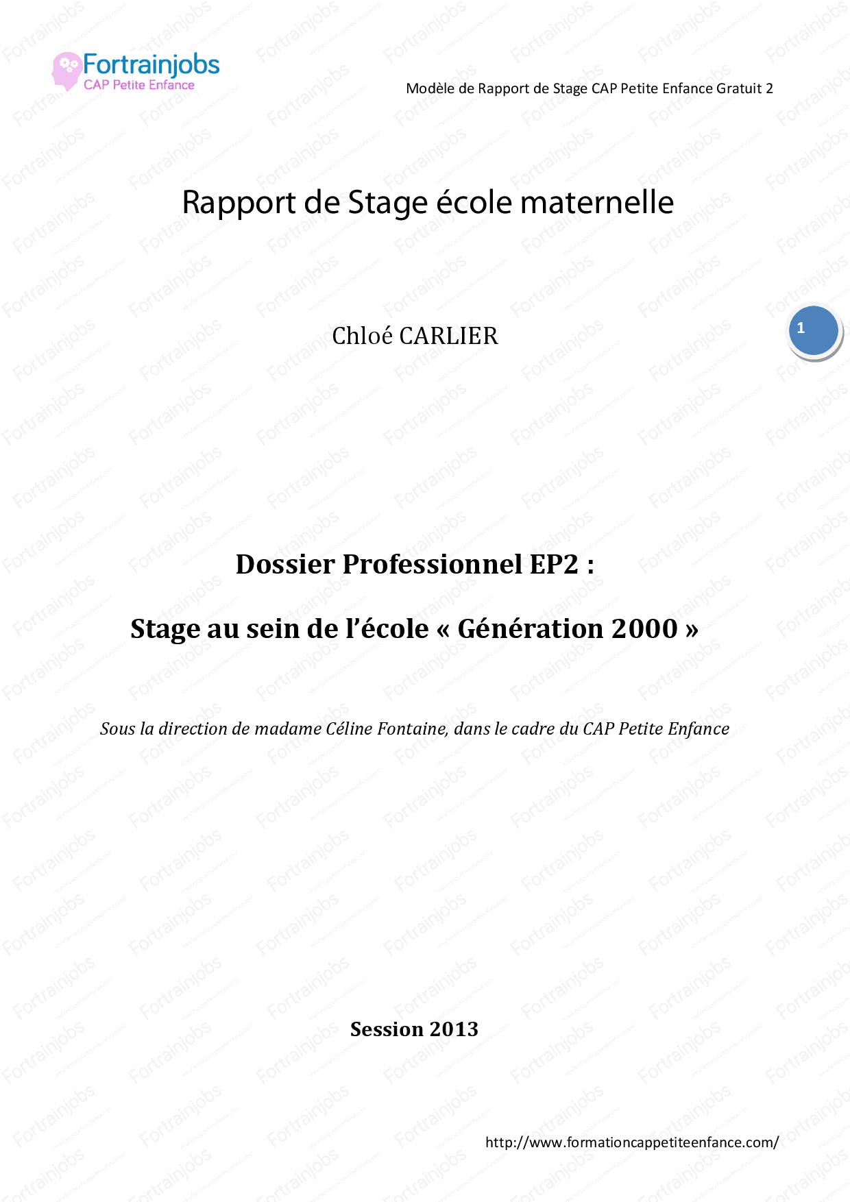 Rapport De Stage École Maternelle  Docsity avec Exercices Grande