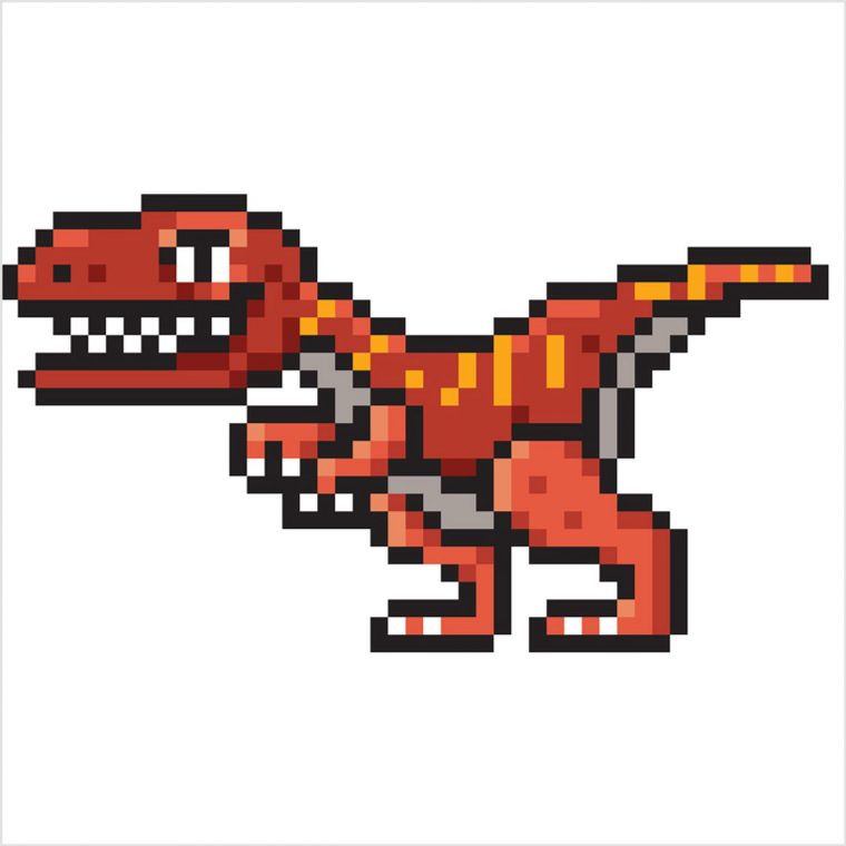 Raptor, Dinosaure En Pixel Art intérieur Modele Dessin Pixel