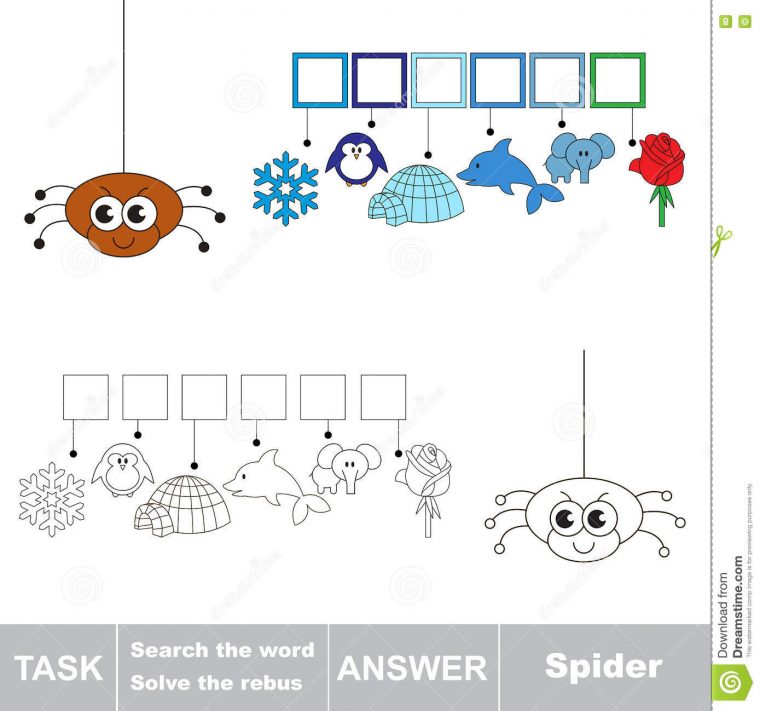 Recherchez L'araignée De Mot Illustration De Vecteur à Rébus Facile