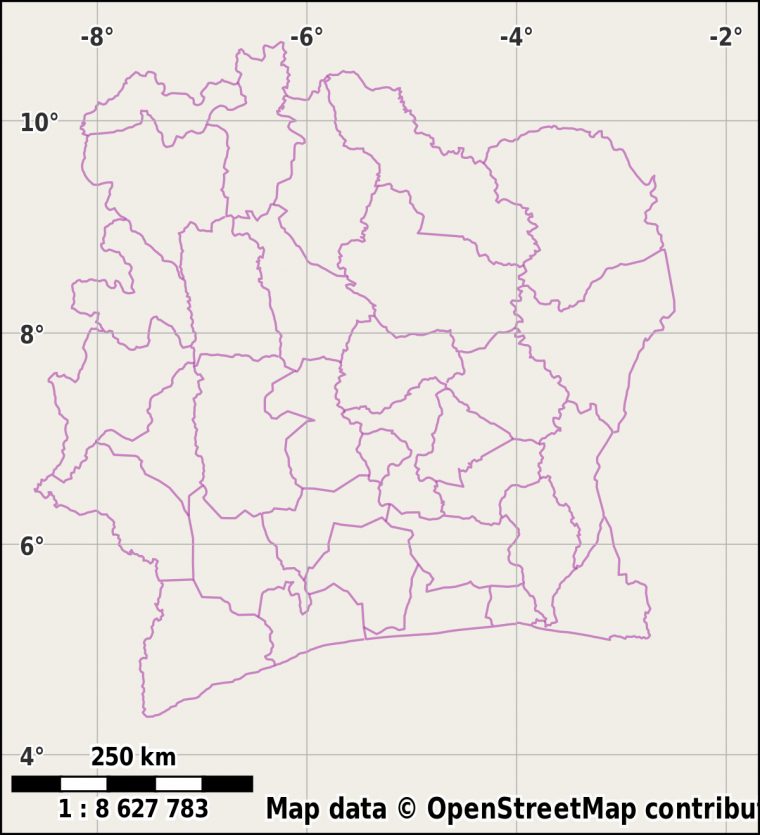 Régions De Côte D'ivoire — Wikipédia intérieur Carte De France Vierge Nouvelles Régions