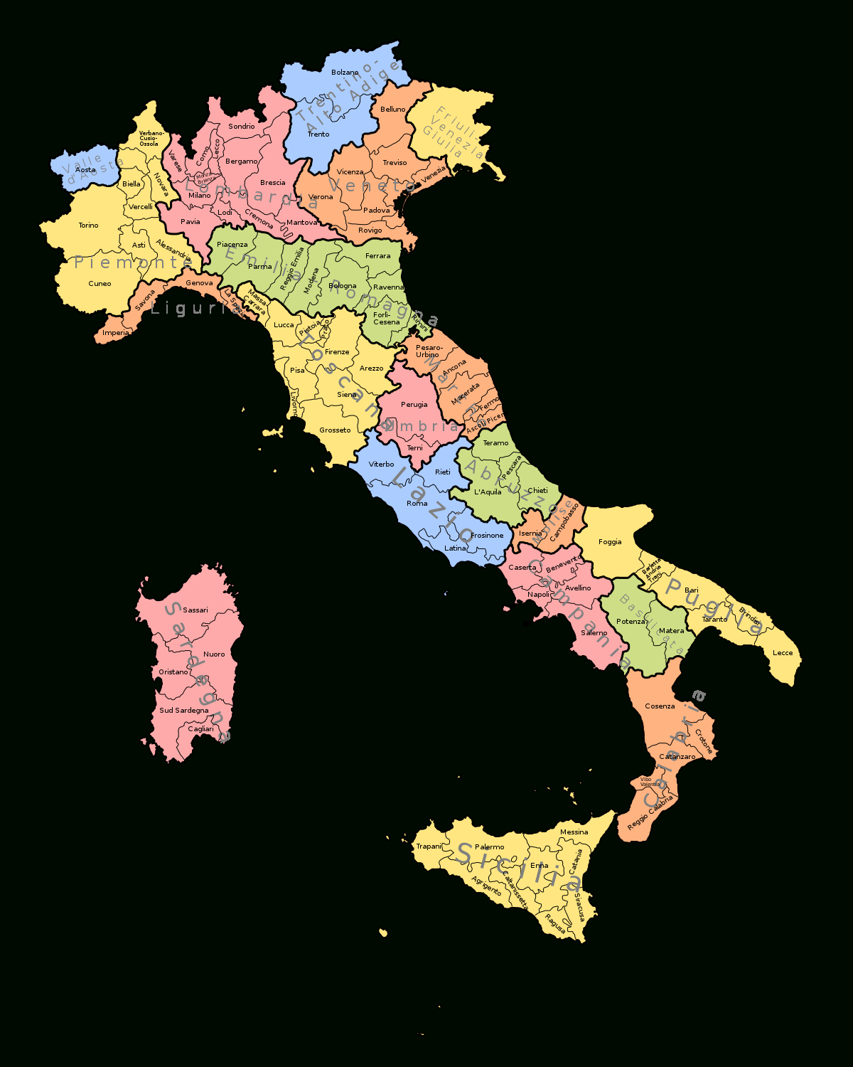 Régions D&amp;#039;italie — Wikipédia tout Liste Des Régions De France 