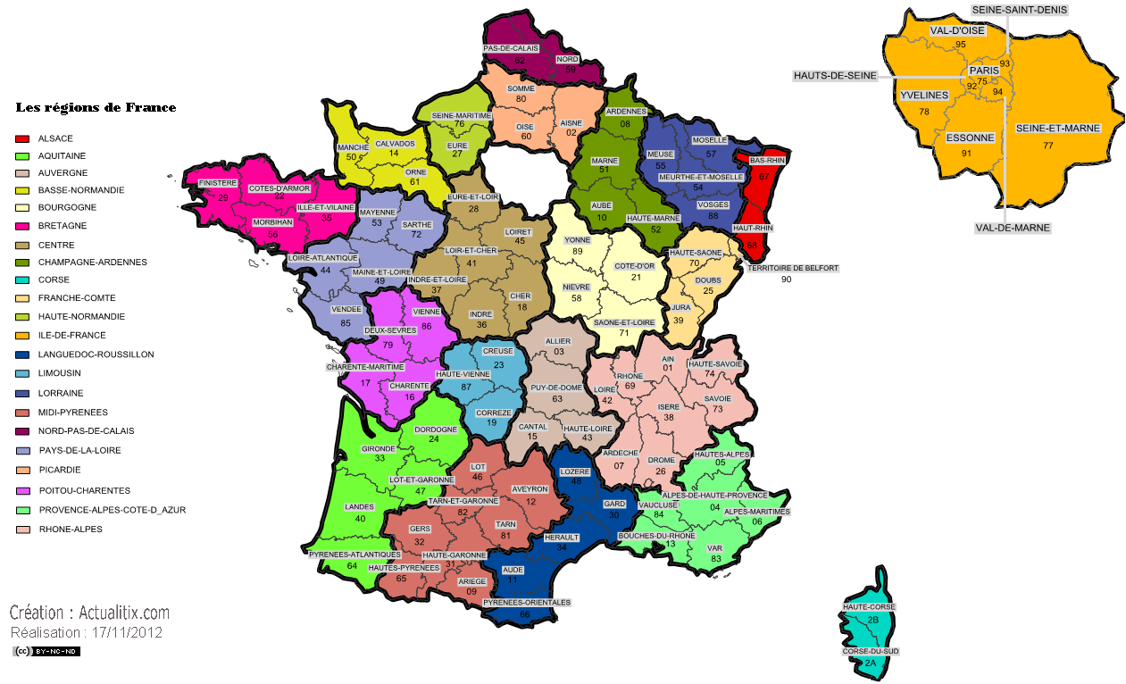 Regions Of France | Create Webquest à Liste Region De France
