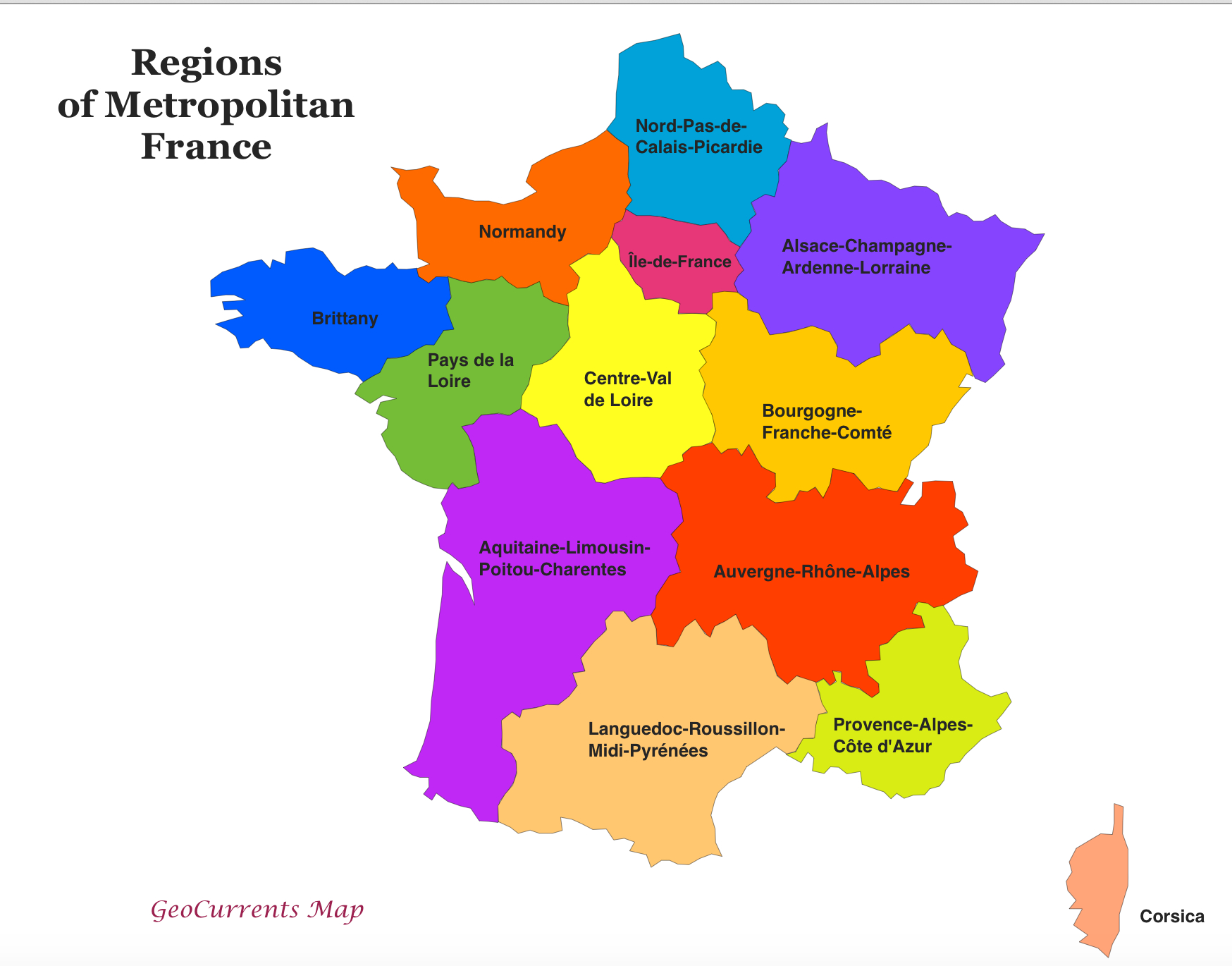 Regions-Of-France-Map | Assembly Of European Regions encequiconcerne Liste Region De France 